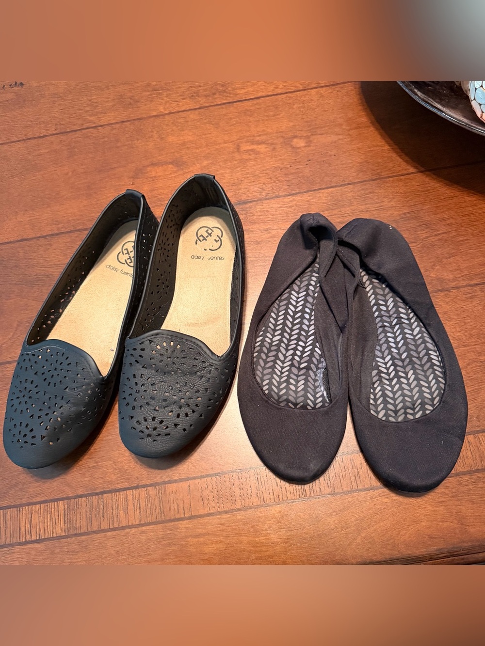 Women’s Preloved Black Flats Ballerina Slip On Shoes Bundle Set of 2 Size 6.5